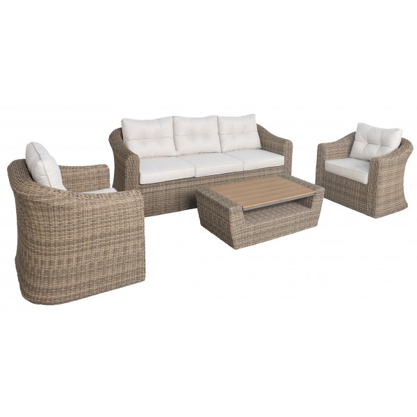 Outdoorgruppe natur / offwhite - Saint Tropez + Reinigungsspray für Gartenmöbel Outdoorgruppe natur / offwhite - Saint Tropez + Reinigungsspray für Gartenmöbel