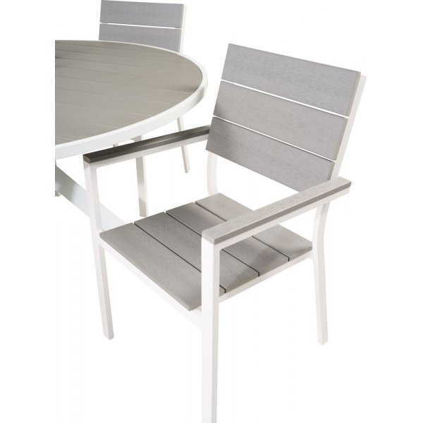 Ebbarp Matgrupp (ø140) - Vit/Grå - 4 Stolar Ebbarp Matgrupp (ø140) - Vit/Grå - 4 Stolar