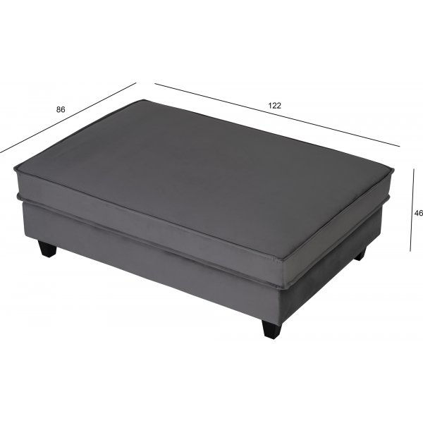 Fotpall 122x86 cm m�rkgr� sammet - Brandy