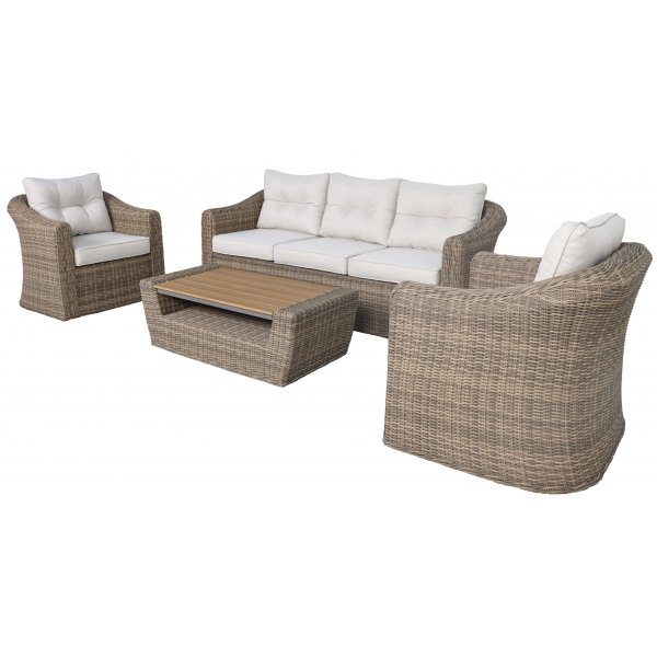 Outdoorgruppe natur / offwhite - Saint Tropez + Reinigungsspray für Gartenmöbel Outdoorgruppe natur / offwhite - Saint Tropez + Reinigungsspray für Gartenmöbel