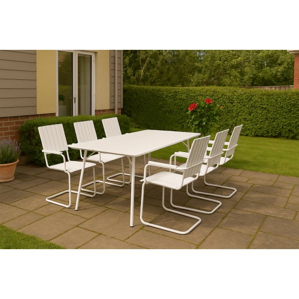 Esstischset Holmsund Tisch 180 cm mit 6 Sthlen - Wei
