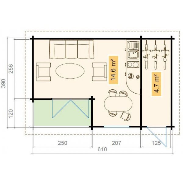 Attefallshus Ekaren B - 24,9 m² Attefallshus Ekaren B - 24,9 m²