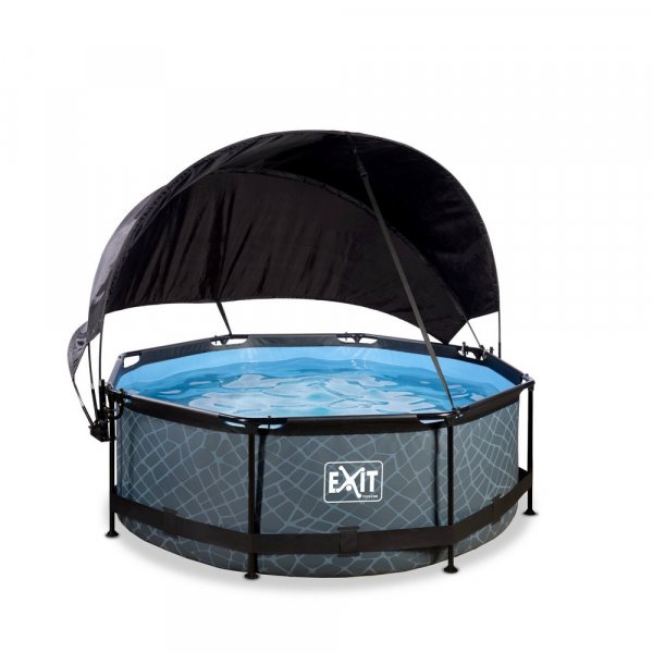 Pool 244x76cm med solsegel och filterpump - Gr