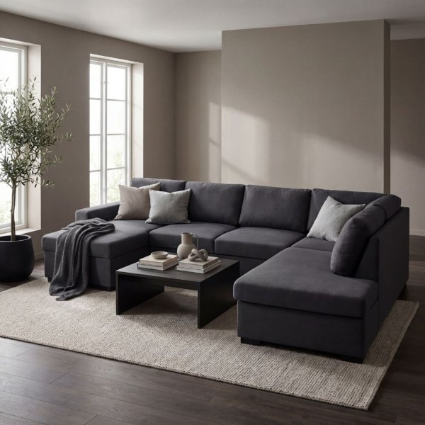 U-soffa Solna v�ndbar - 309 cm - m�rkgr�