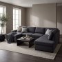 U-soffa Solna v�ndbar - 309 cm - m�rkgr�