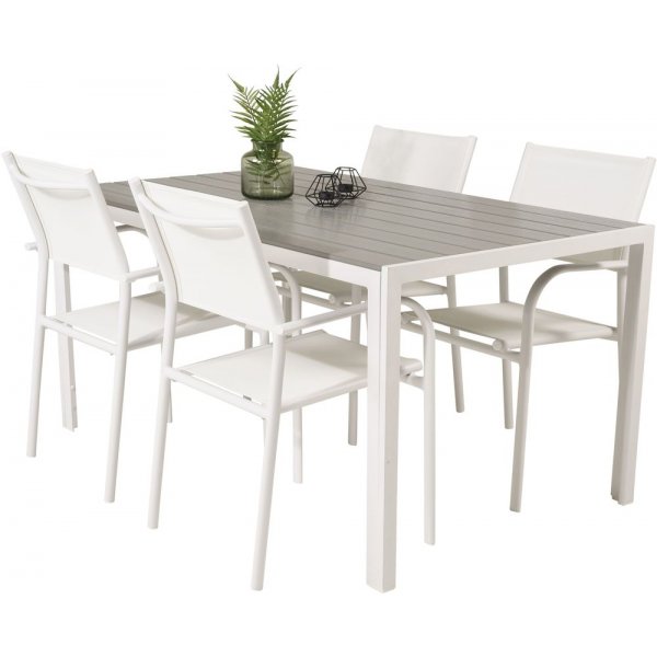 Ervalla Matgrupp (150x90) - Vit/Gr� - 4 Stolar