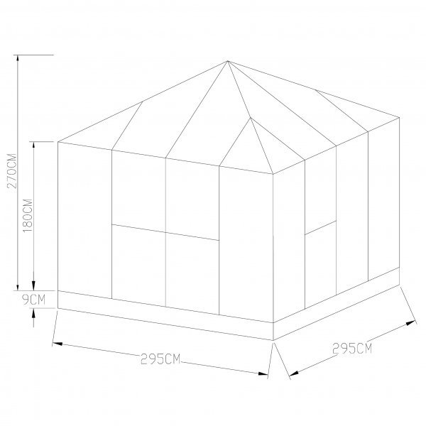 Drivhus 8,7 m� | 5 �rs stormgaranti | H�j kiph�jde | Pavillon