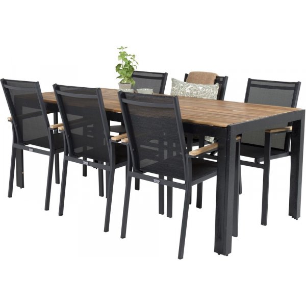 Balsjö Matgrupp (205x90) - Svart/Natur - 6 Stolar Balsjö Matgrupp (205x90) - Svart/Natur - 6 Stolar