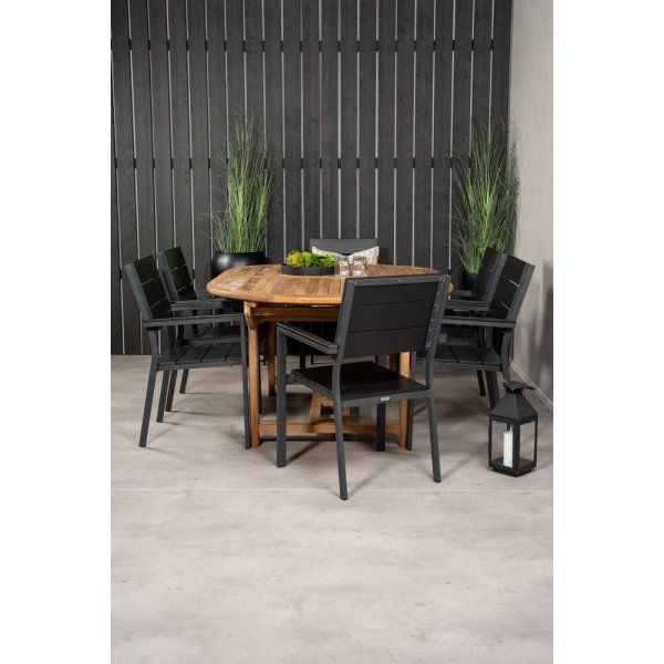 Bjuråker Matgrupp (180x120) - Svart/Natur - 6 Stolar Bjuråker Matgrupp (180x120) - Svart/Natur - 6 Stolar