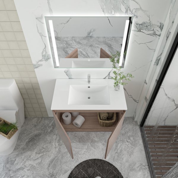 Kylpyhuonekalusteet Stockholm 80 cm - Tumma puujäljitelmä + WC-paperin pidike Kylpyhuonekalusteet Stockholm 80 cm - Tumma puujäljitelmä + WC-paperin pidike