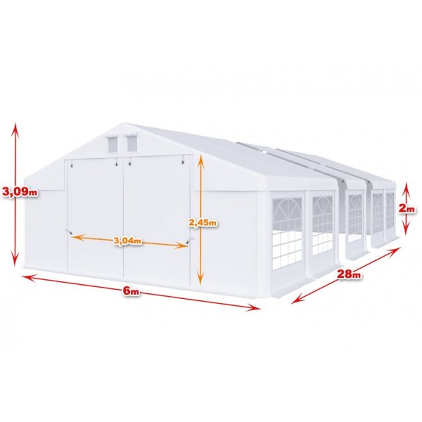 Partytelt i PVC - 6 x 28 m