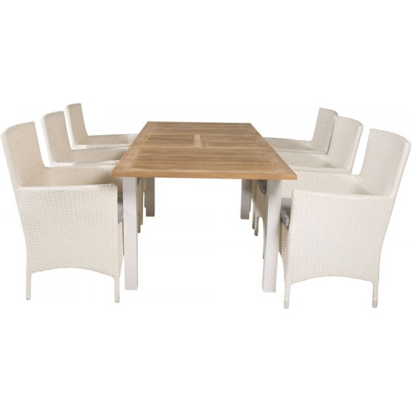 Dotorp Matgrupp (160x90) - Vit/Natur - 6 Stolar