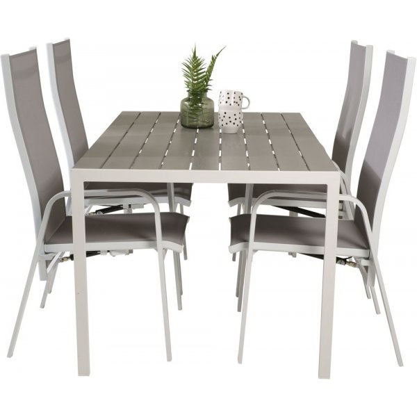 Ervalla Spisegruppe (150x90) - Hvid/Gr - 4 Stole