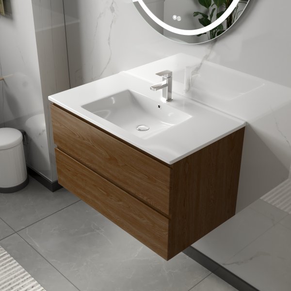 Kylpyhuonekalusteet Milan 80 cm - pähkinä + WC-paperin pidike Kylpyhuonekalusteet Milan 80 cm - pähkinä + WC-paperin pidike