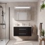 1 Badrumspaket 90 cm Svart LED-spegelskåp - Malaga + Toalettpappershållare