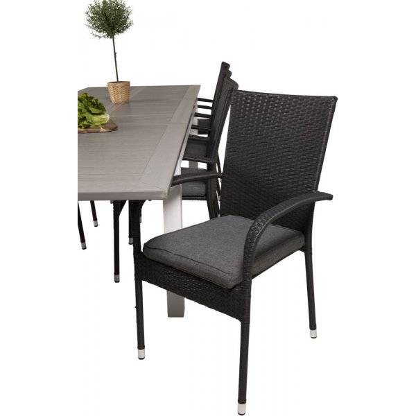 Ekens Matgrupp (224x100) - Svart/Gr/Vit - 8 Stolar