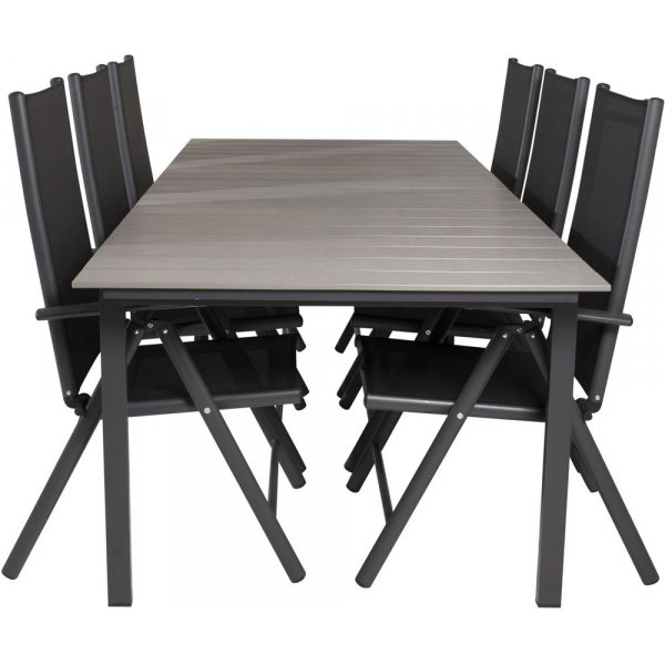 Prssebo Matgrupp (224x100) - Svart/Gr - 6 Stolar