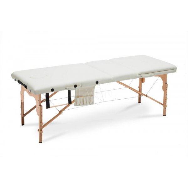 Bred massagebänk med träben - 3 zoner - Enfärgad Bred massagebänk med träben - 3 zoner - Enfärgad