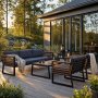 Loungegrupp utomhus akacia-aluminium med dynor & soffbord