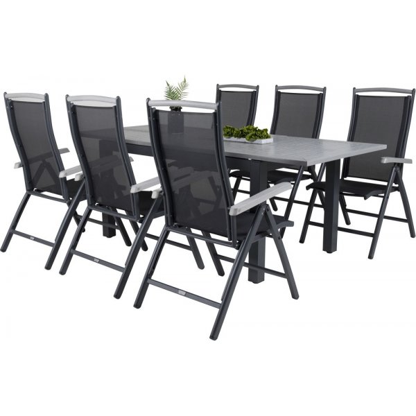 Eken�s Matgrupp (152x90) - Svart/Gr� - 6 Stolar