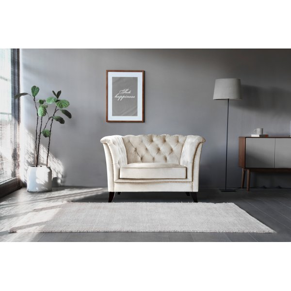 Fåtölj chesterfield beige sammet - Milton Fåtölj chesterfield beige sammet - Milton