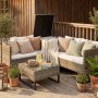 Ecksofa-Set, Kunstrattan | Sofa mit Tisch und Kissenbox | Grau + Fleckentferner f�r M�bel