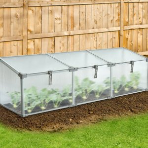 Miniv�xthus drivhus 180x50 cm kanalplast aluminium sm� v�xthus