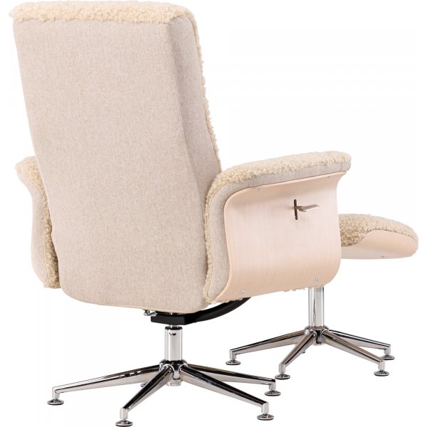 Fåtölj med fotpall Hagön - beige teddy whitewash Fåtölj med fotpall Hagön - beige teddy whitewash