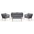 Ipanema Outdoor-Lounge-Set aus Teakholz und Olefin-Stoff mit Sofa, 2 Sesseln und Couchtisch - Grau