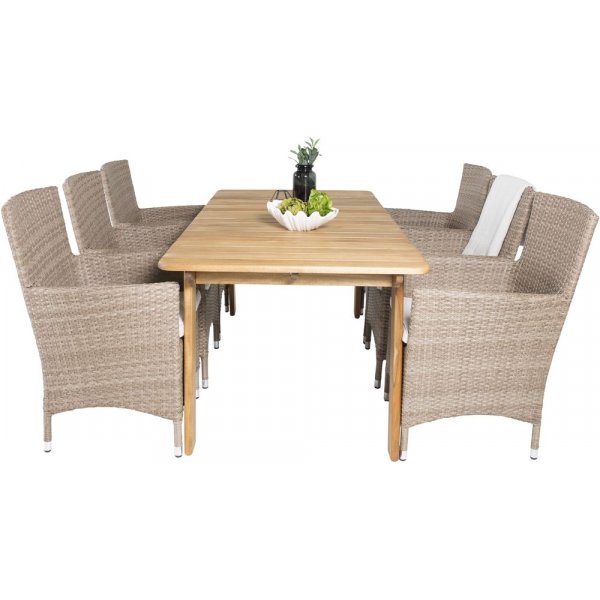 Malmby Matgrupp (180x90) - Natur - 6 Stolar