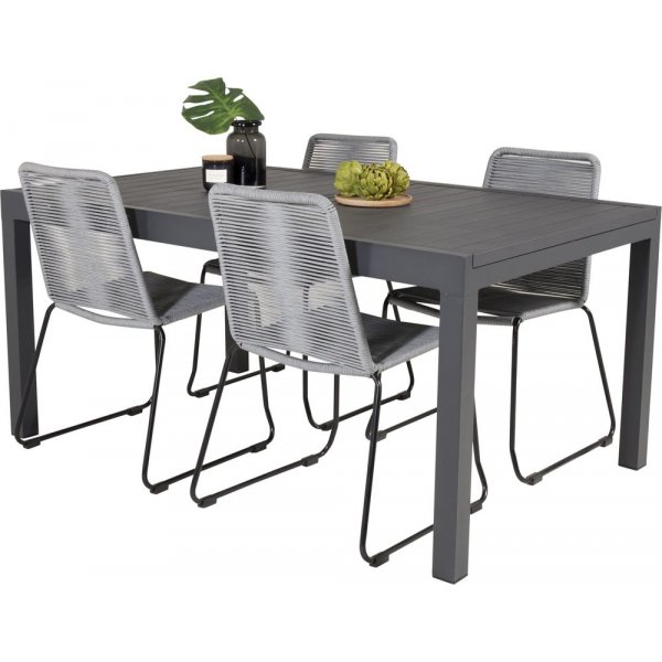 Holma Matgrupp (160x100) - Svart - 4 Stolar