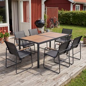 Matgrupp utomhus 160x90cm 6 stolar st�l Zanzibar