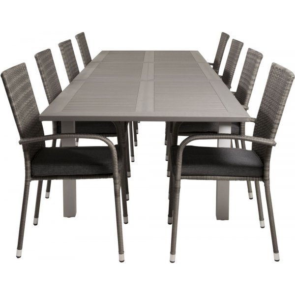 Eken�s Matgrupp (224x100) - Gr�/Vit - 8 Stolar