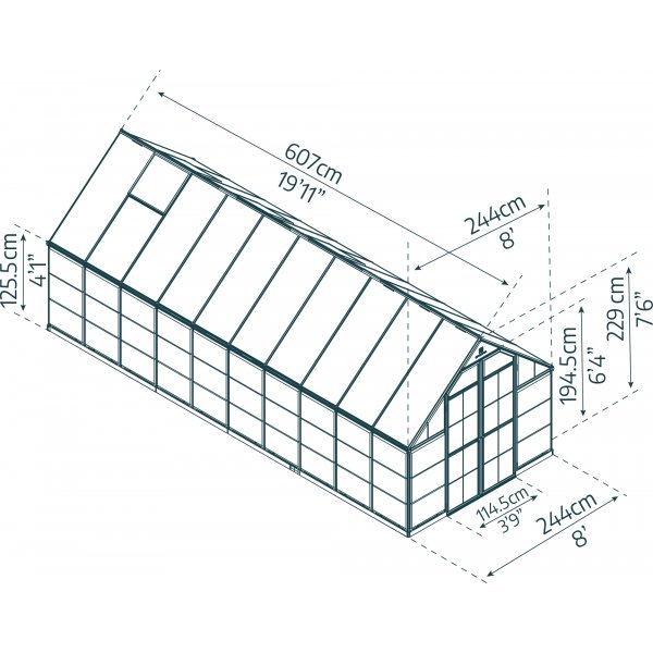 Canopia Balance Polycarbonat Drivhus 14,8 m� - M�rkegr�