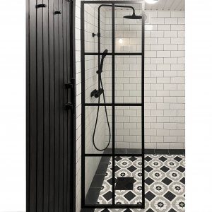 Duschv&auml;gg 60&times;200 cm &ndash; svart spr&ouml;js & 6 mm s&auml;kerhetsglas