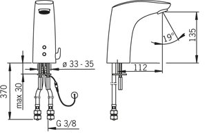 Oras Tvättställsblandare, 12 V Electra 6222F Oras Tvättställsblandare, 12 V Electra 6222F