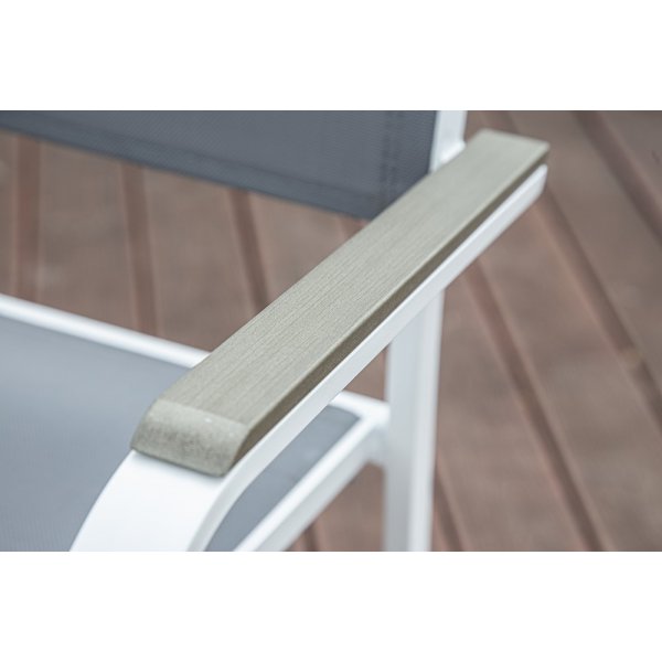 Gartentisch - Ebbarp | 150 | weies Aluminium | Graues Nichtholz