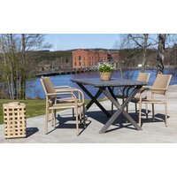 Scottsdale utematgrupp med 4 st karmstolar (stapelbara) och matbord 150 cm - Natur Scottsdale utematgrupp med 4 st karmstolar (stapelbara) och matbord 150 cm - Natur