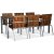 Alva spisegruppebord inkl. 6 stole - Teak / Galvaniseret stål