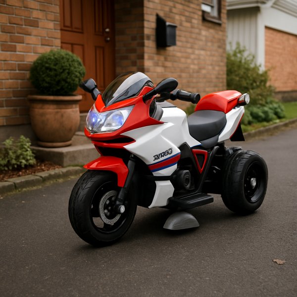 Elmotorcykel fr barn - FB-6187 Vit/Rd