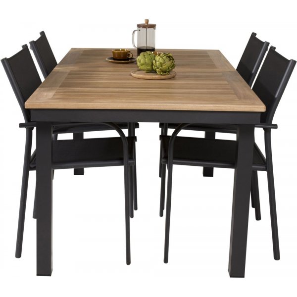 Dotorp Spisegruppe (160x90) - Sort/Natur - 4 Stole Dotorp Spisegruppe (160x90) - Sort/Natur - 4 Stole