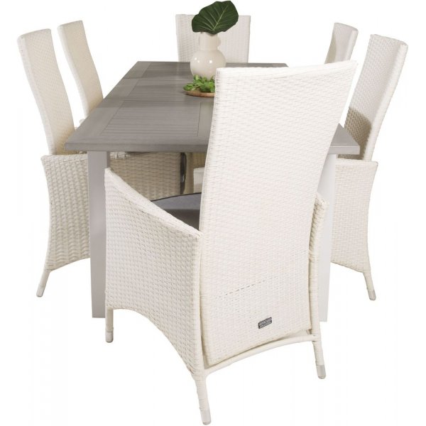 Ekenäs Matgrupp (160x90) - Vit/Grå - 6 Stolar Ekenäs Matgrupp (160x90) - Vit/Grå - 6 Stolar