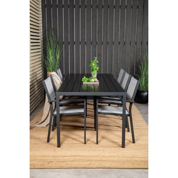 Ervalla Matgrupp (205x90) - Svart - 6 Stolar Ervalla Matgrupp (205x90) - Svart - 6 Stolar