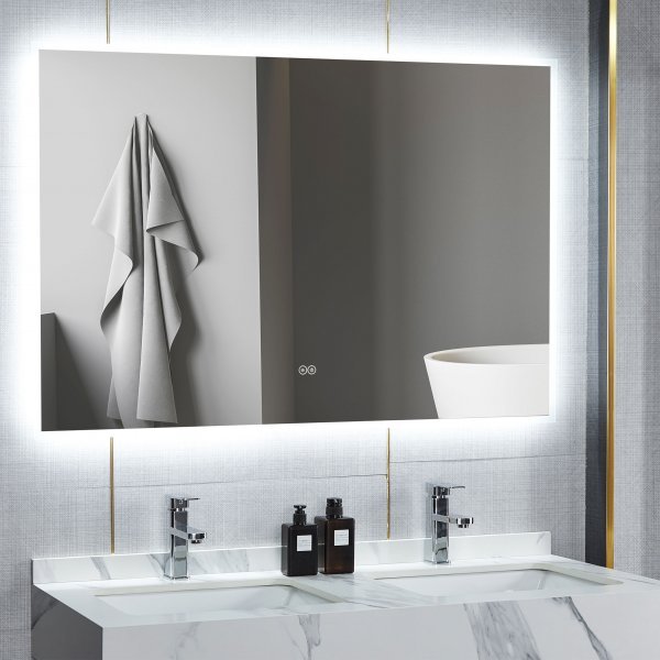 Badrumsspegel 140 x 80 cm med LED-belysning och anti-fog Badrumsspegel 140 x 80 cm med LED-belysning och anti-fog
