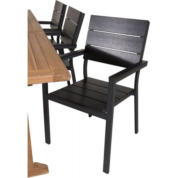 Bjurker Matgrupp (195x110) - Svart/Natur - 6 Stolar