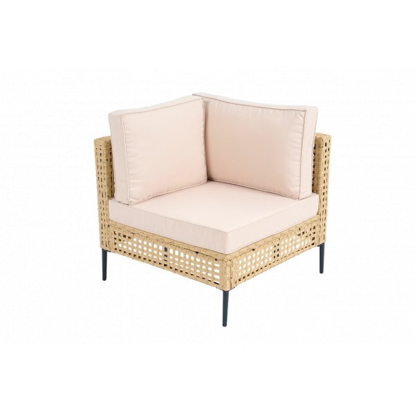 Stor utomhus h�rnsoffa med bord | Loungeset i konstrotting | Creme