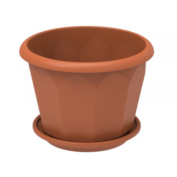 Planteringskruka med fat, hexagonal 6 l