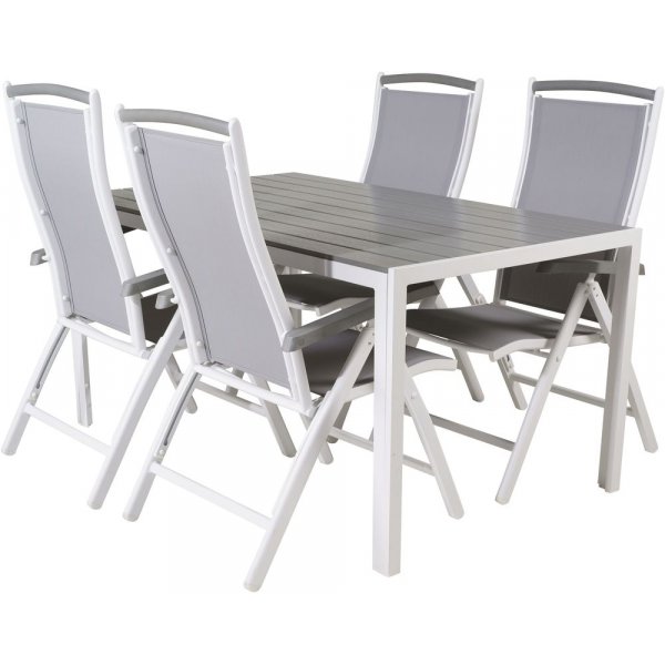 Ervalla Matgrupp (150x90) - Vit/Gr� - 4 Stolar