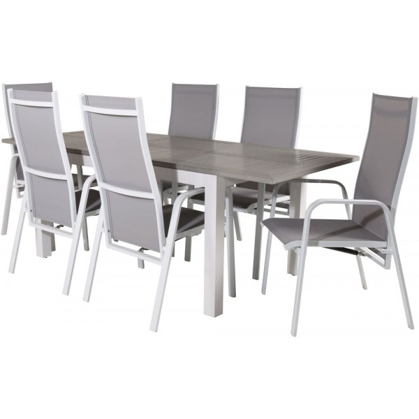 Ekenäs Matgrupp (160x90) - Vit/Grå - 6 Stolar Ekenäs Matgrupp (160x90) - Vit/Grå - 6 Stolar