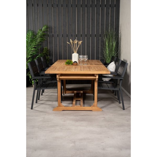 Bjurker Matgrupp (195x110) - Svart/Natur - 6 Stolar